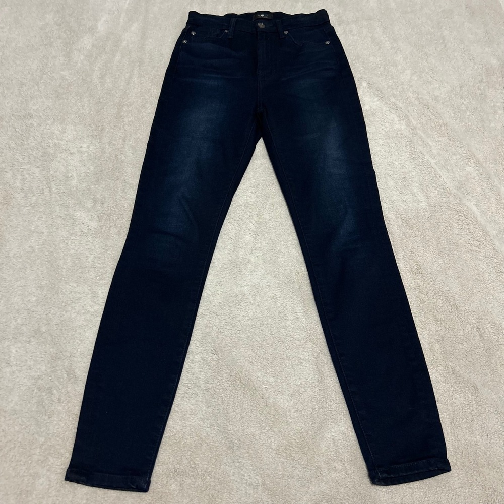 7 For All Mankind Ankle‎ Skinny Jeans Womens 26 27in Dark Wash High Waist